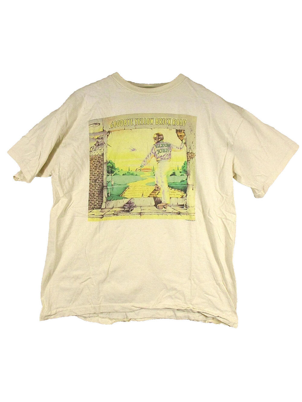 Poly Gram Mens Elton John Goodbye Graphic T-Shirt Round Neck Size XL White